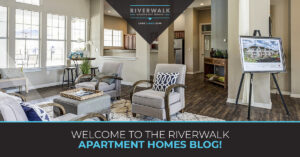 "Welcome to the Riverwalk Apartment Blog" blog banner.