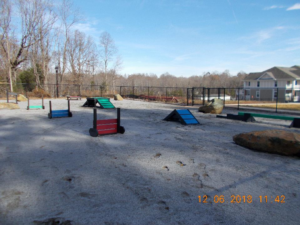 Another view of the dog park at Riverwalk Apartments