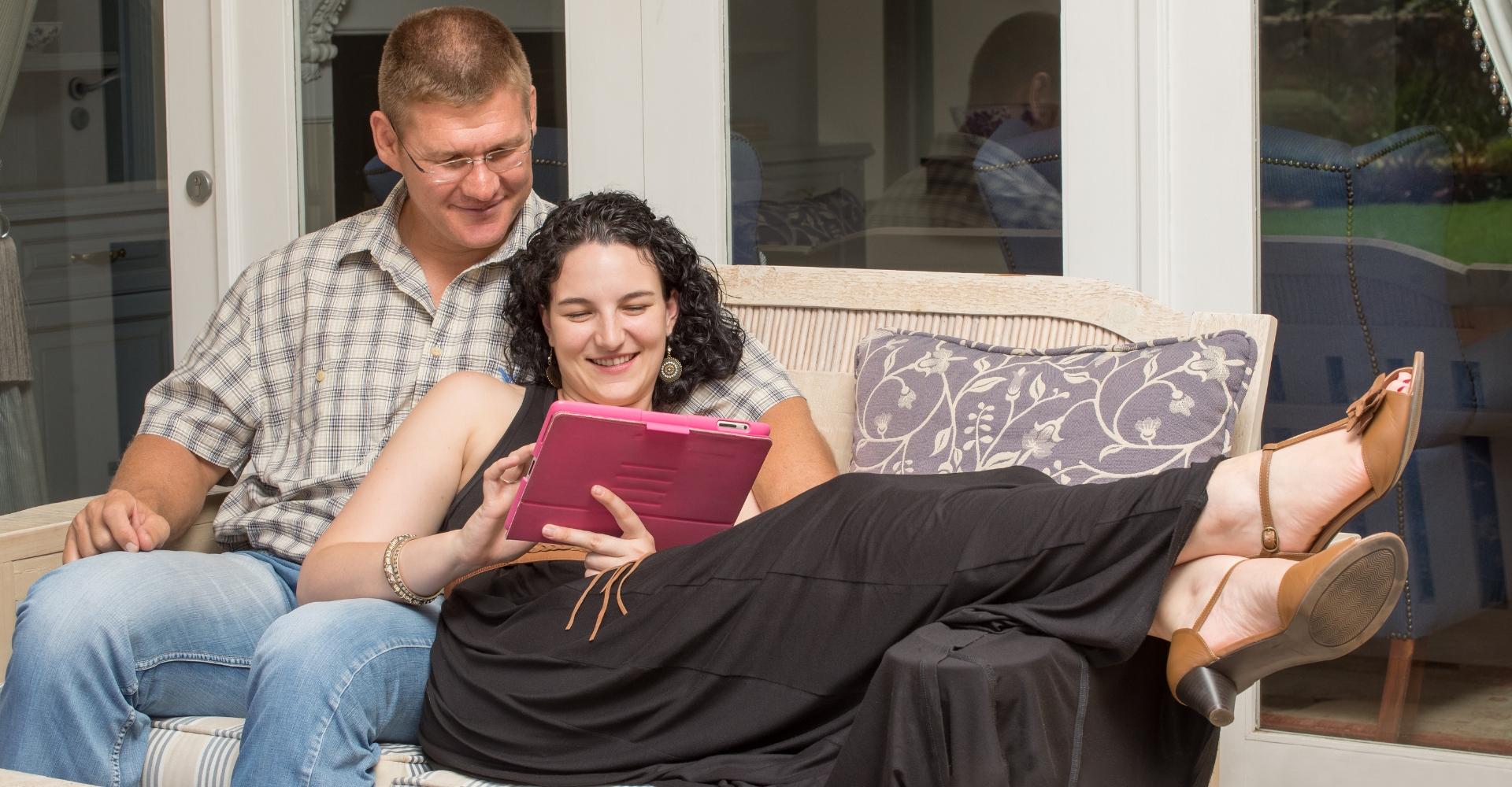 Couple relaxing on a patio