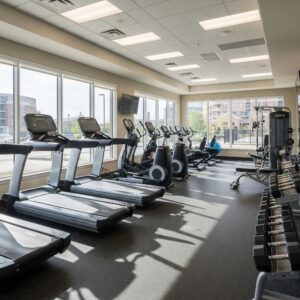 A state-of-the-art fitness center with a variety of equipment.